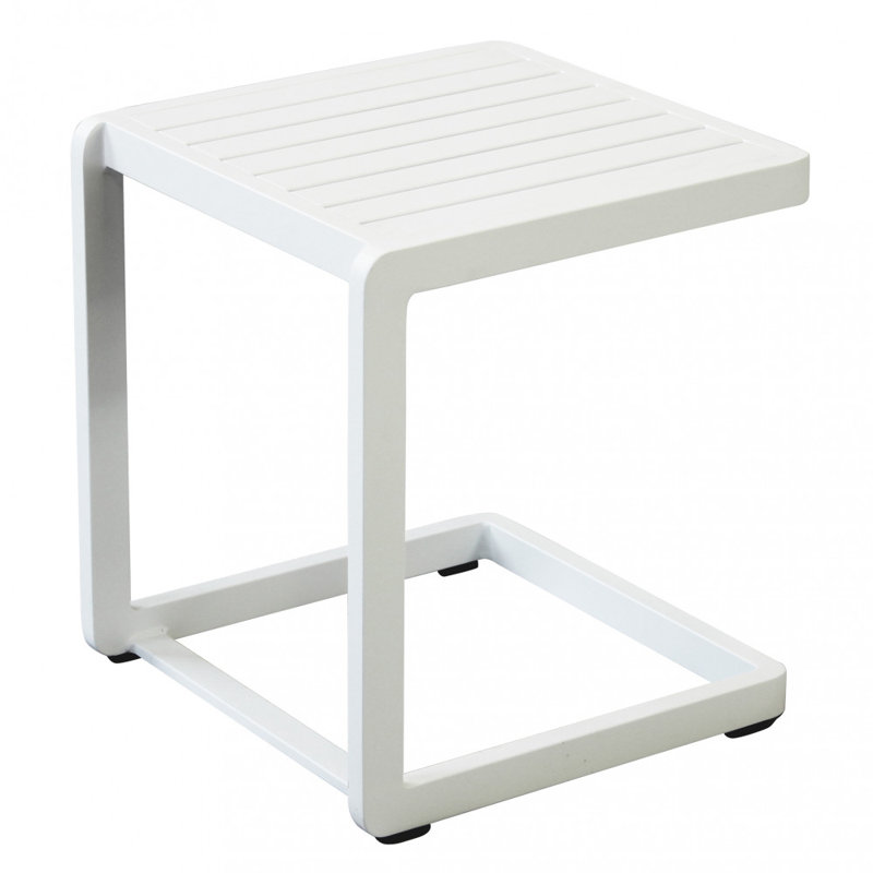 Monzell Rectangular Metal Outdoor Side Table , 40cm cm W 40cm cm D, White