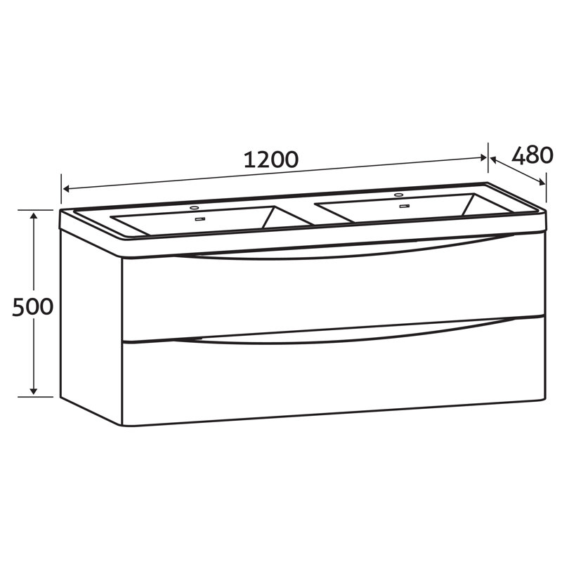 Stanhope 1200mm Double Bathroom Vanity with Integrated Glass Basin