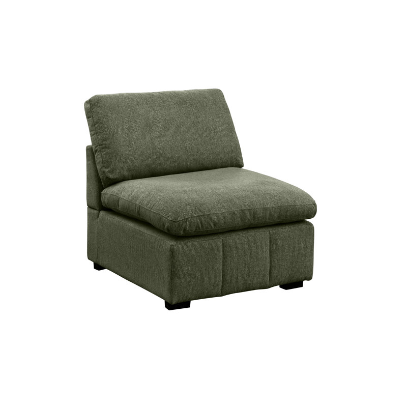 Upholstered Chenille Armless Middle-seat Chair Module, Dark Green