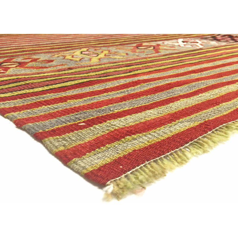 Tapis carré rouge en laine noué à la main de conception unique 5 pi 6 po x 6 pi 11 po années 1960