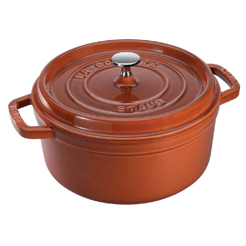 Staub Cast Iron Round Dutch Oven Hand Crafted In France, Burnt Orange, 5.5 quarts