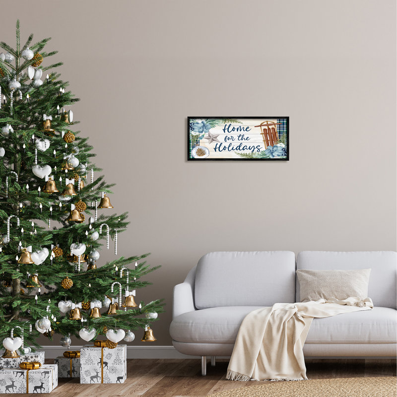 Tartan encadré sur bois «Home For The Holiday» par ND Art, impression, Giclée encadrée noir minuit, H 10 po x l 24 po