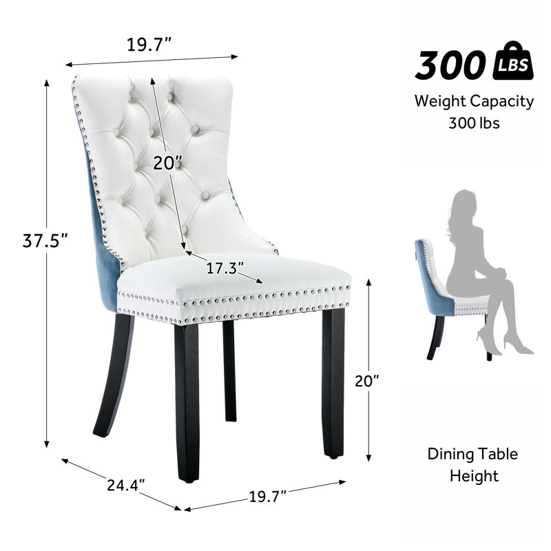 Chaise de salle à manger Kenta, Noir, Bleu blanchi