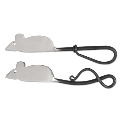 Mouse Spreader Set Of 2 Metallic Silver Stainless Steel Everyday