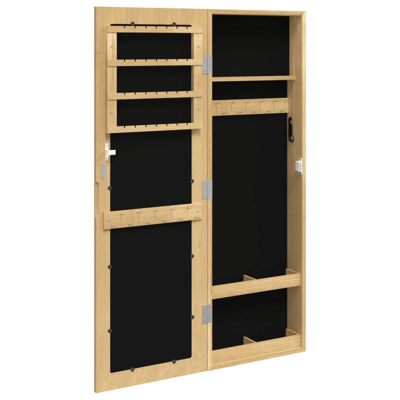 Boîte à bijoux avec miroir vidaXL, H 26,38 po x l 11,81 po, Brun