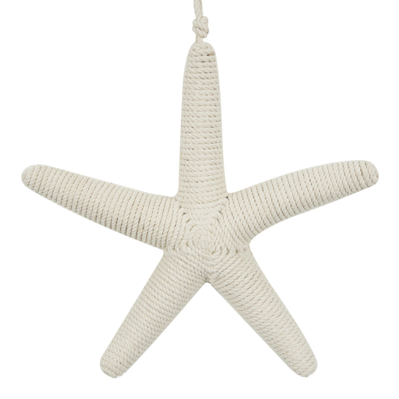 Décoration murale étoile de mer en corde de jute avec corde suspendue, Crème
