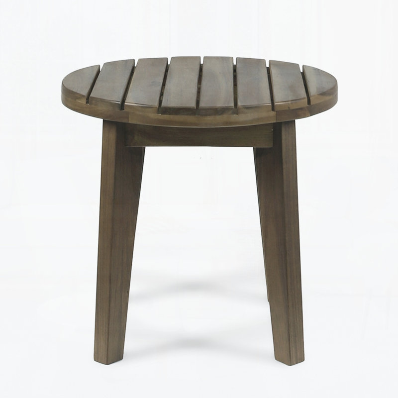 Outdoor Acacia Wood Side Table, Gray