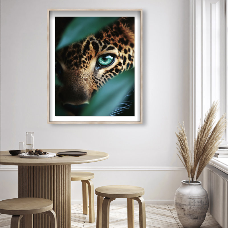 Jungle Watcher III Shadowbox Animals Print by Oliver Gal, Black Frame, 16 x 20, 21.5"H x 17.5"W, Natural Oak Shadowbox