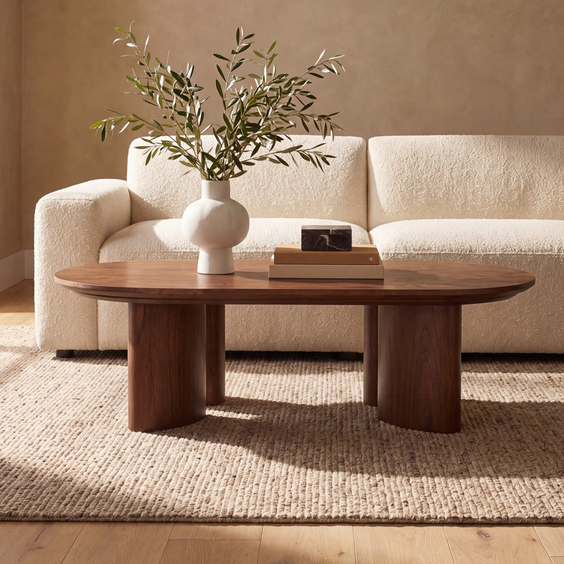 Caya Oval Wood Coffee Table, Walnut