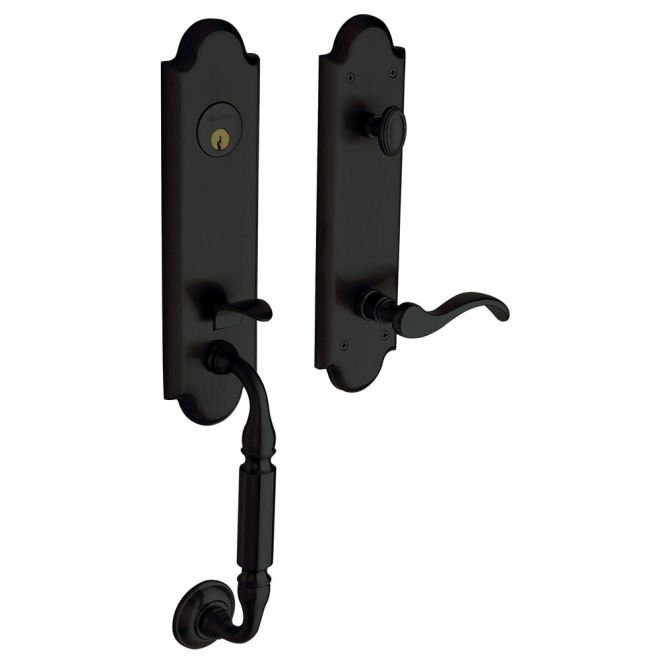 Manchester Handleset with Single Cylinder Deadbolt and Door and Rosette, Right, Satin Black, Yes
