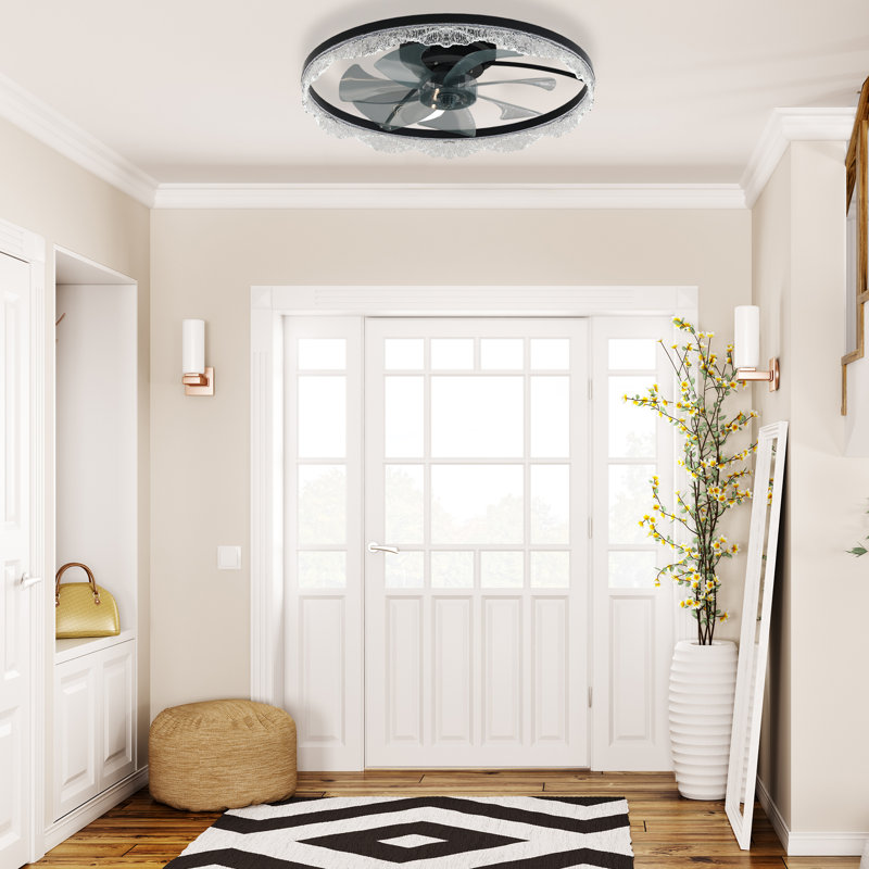 Indoor Bedroom LED Flush Mount Ceiling Fan Light With Remote Control and Light Kit Include, Ideal for Low Ceilings