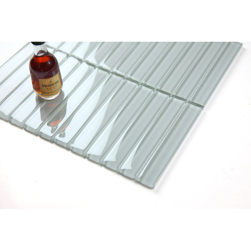 Flowing 12" x 12" Glass Brick Joint Mosaic Tile, Gray