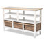 Eversole - 3 Basket Entertainment Centre - Weathered Wood, Weathered White Finish-623935575