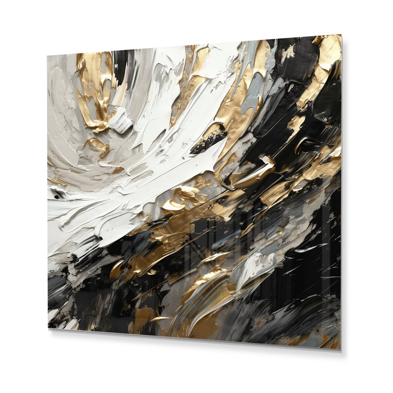 Golden Wave Reflections VI - Décoration murale abstraite en métal, H 36 po x l 36 po x P 1 po