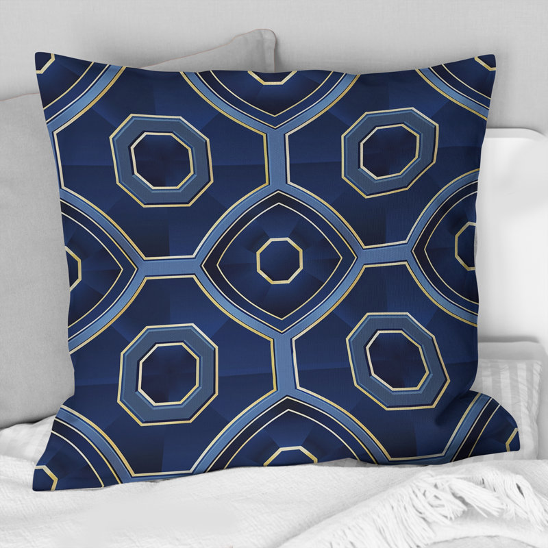 Coussin Modern Blue Octagon IV - moderne, H 16 po x l 16 po