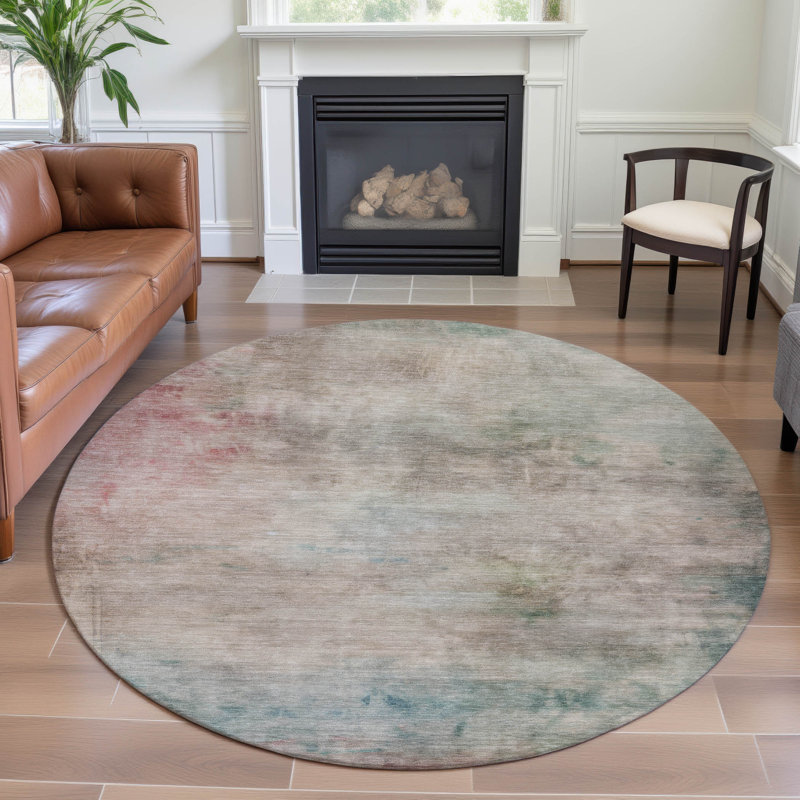 Premium Machine Washable Alijah AMF1235 Abstract Rug, Round 8'