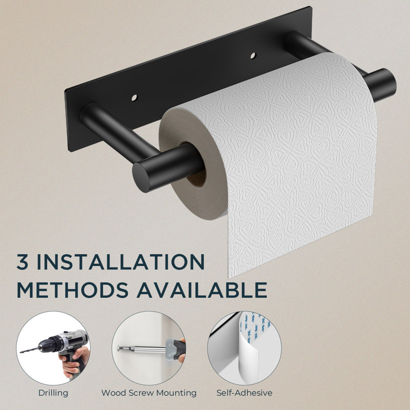 Porte-papier hygiénique pivotant pour salle de bain, Noir mat