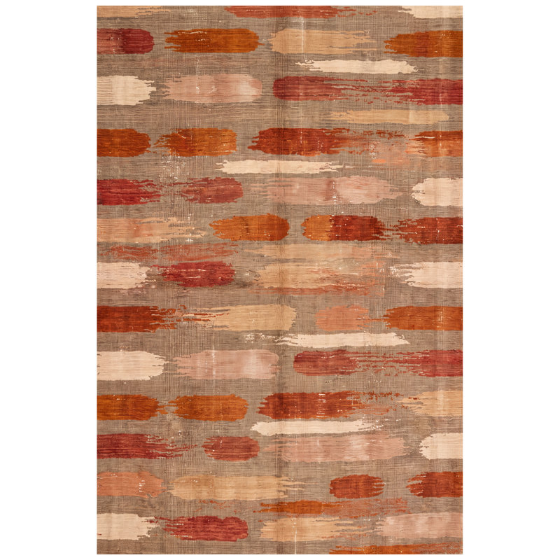 Tapis Warmfront moderne à rayures effet pinceau orange, rouge et crème, antidérapant, à poils courts, pour intérieur et extérieur, adapté aux animaux domestiques, idéal pour le salon, la chambre, la salle à manger, l'entrée, le couloir, le bureau, la cuisine, les zones de passage intensif, facile à nettoyer, imprimé, ultra doux, à bords ourlés et lavable.