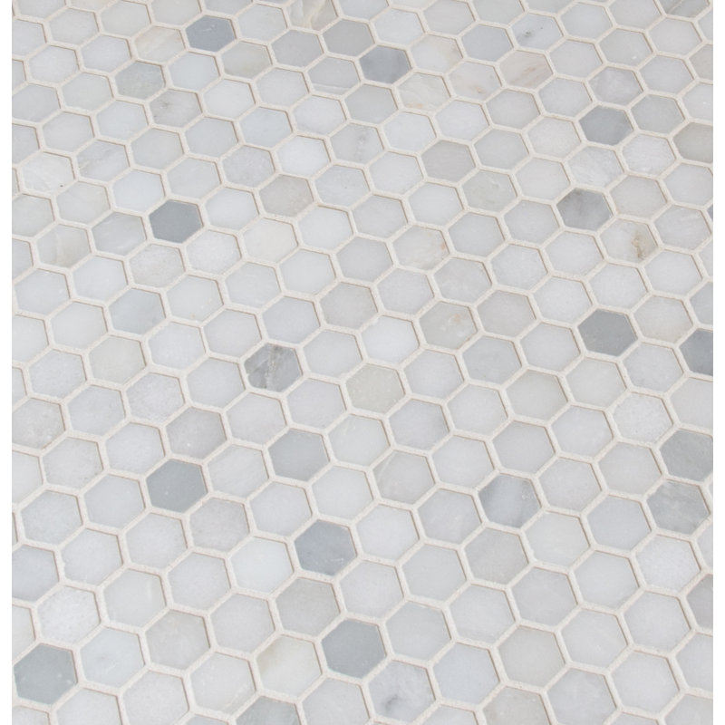 Iona Mist Hexagon 12 in. x 12 in. Polished Marble Mosaic Floor and Wall Tile