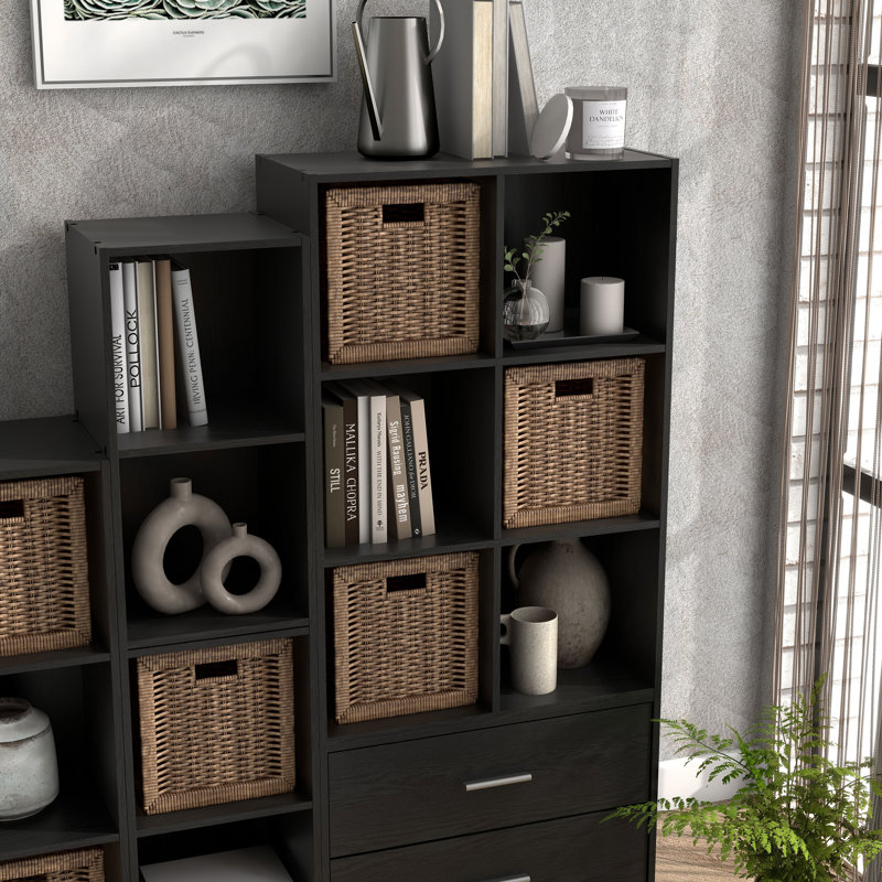 Bibliothèque de rangement Breayla, 6 cubes, Noir