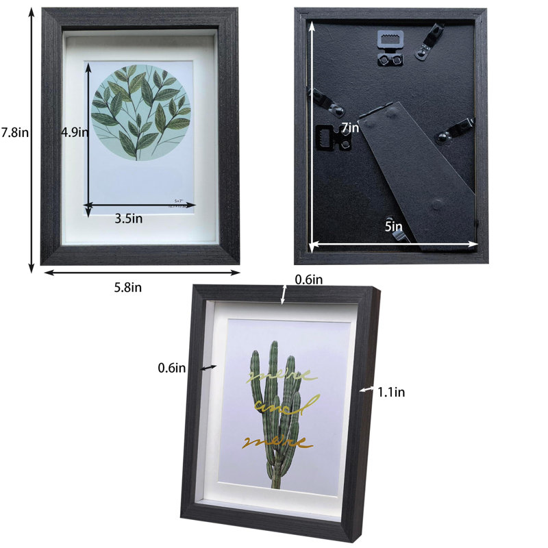 5X7 Shadow Box Frame Small Shadow Box Display Case 4 Pack Black Picture Frame Glass Surfaces Internal Depth 0.6 Inch For Wall Or Tabletop