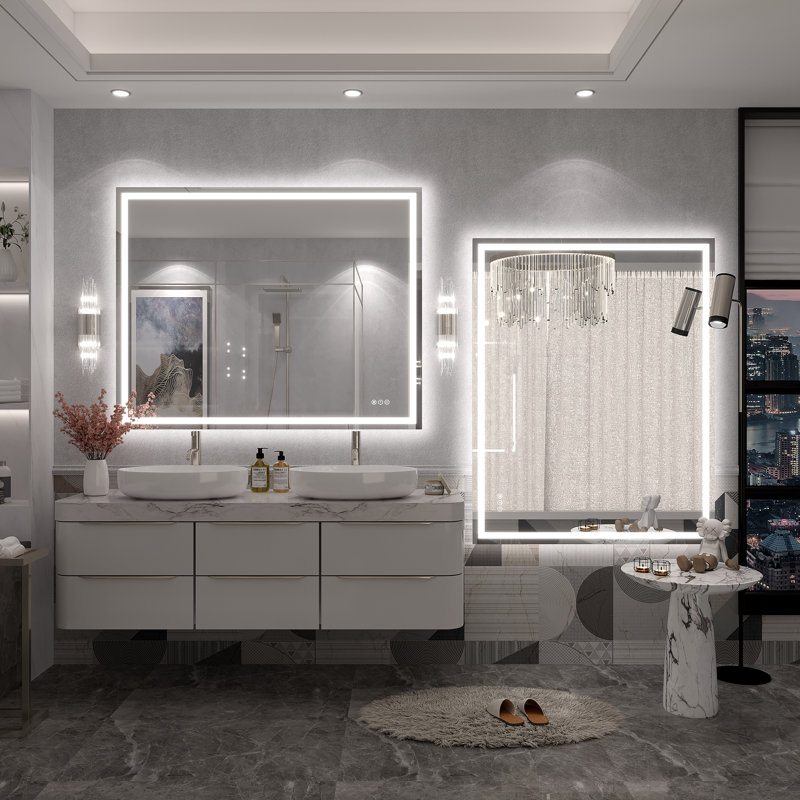 Miroir de salle de bain mural Molly, 48 po x 38 po, Transparent