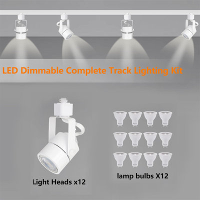 Bravsekai GU10 3CCT Track Lighting Heads,White 12-Pack 3000K/4000K/6000K Color Temp Selectable, 10W Accent Ceiling Lights for Office, Gallery, Retail Store and Home Decor (Track Not Included)