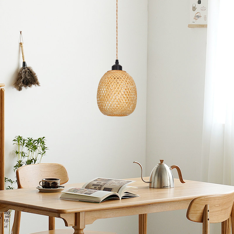Luminaire suspendu en bambou tissé à la main pour panier pour îlot de cuisine