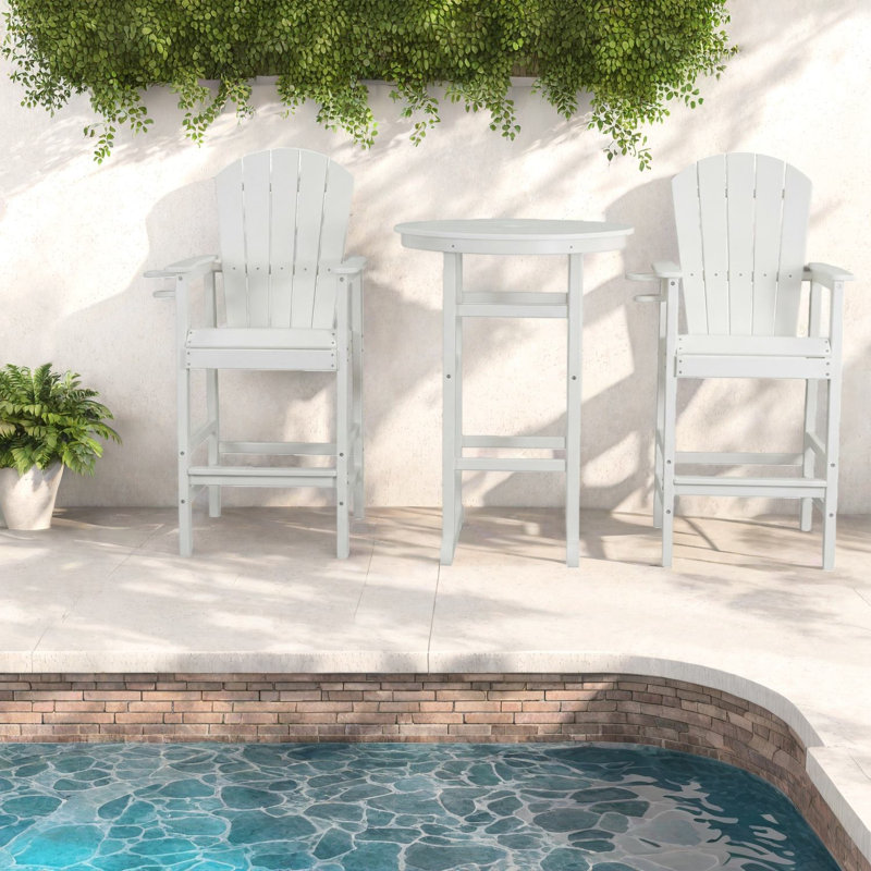 Ensemble de bar de patio durable en Hdpe 3 pièces, ensemble de bar de style bord de mer pour recevoir