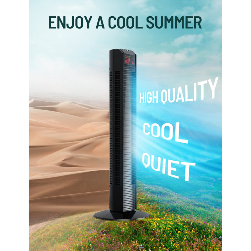 Tower Fan, 36”oscillating Bladeless Fans With Remote, Quiet Cooling, 3 Modes, Multiple Speed Settings,12h Timer, Led Display With Auto Off, Portable Floor Fan For Bedroom Living Rooms Office