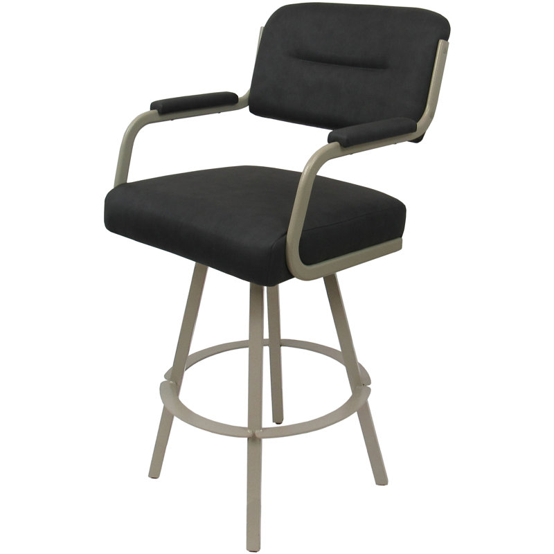 Tabouret de comptoir pivotant de 26 po avec structure en métal Northerly, Vinyle rembourré beige / structure beige