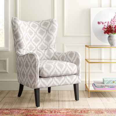 Arshveer 27.5" W Geometric Fabric Upholstered Wingback Armchair