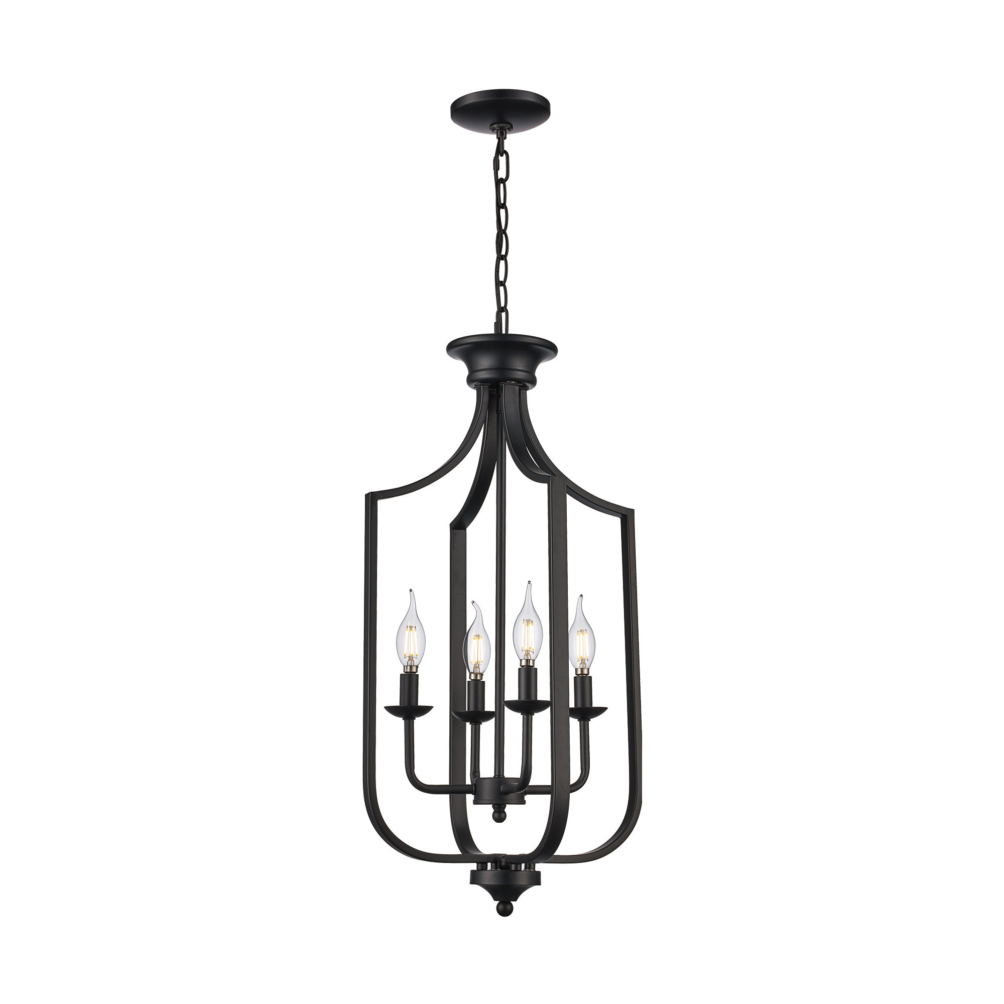 Baril 4 - Light Lantern Empire Chandelier, Matte Black, Medium