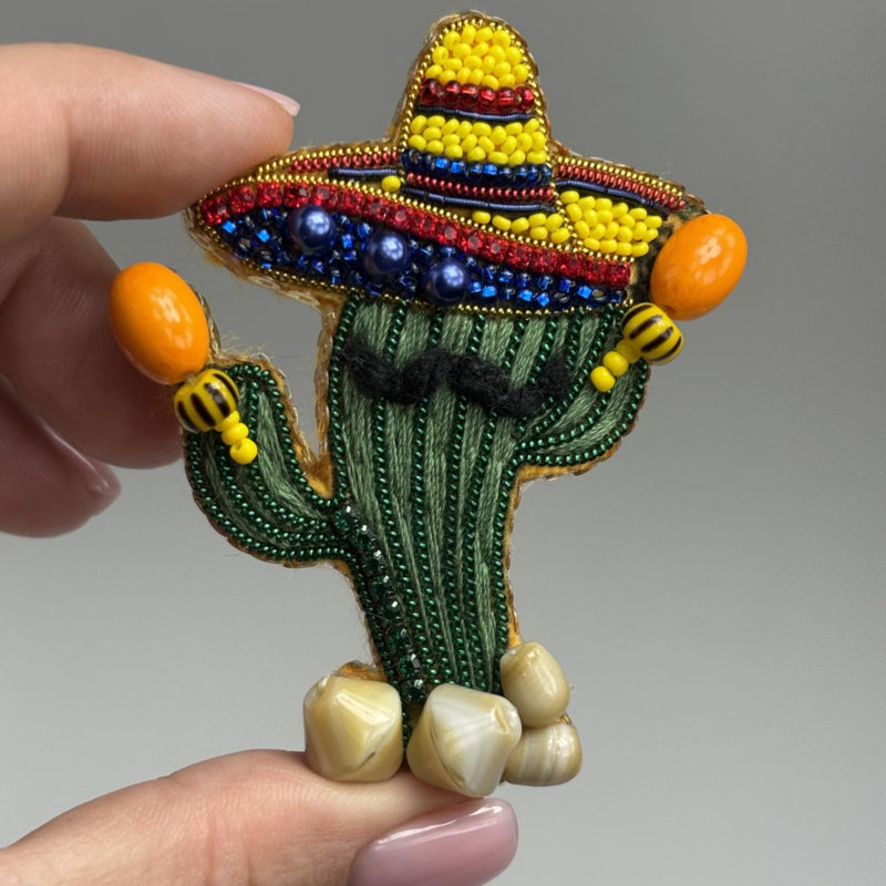 Trousse de perles pour la création de broche Crystal Art Joyeux cactus BP-370C