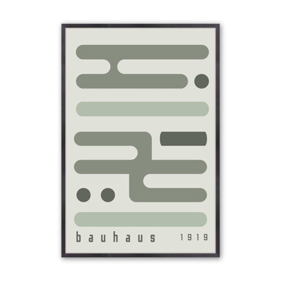 Green Bauhaus Minimalist Circuitry I Print in a Frame