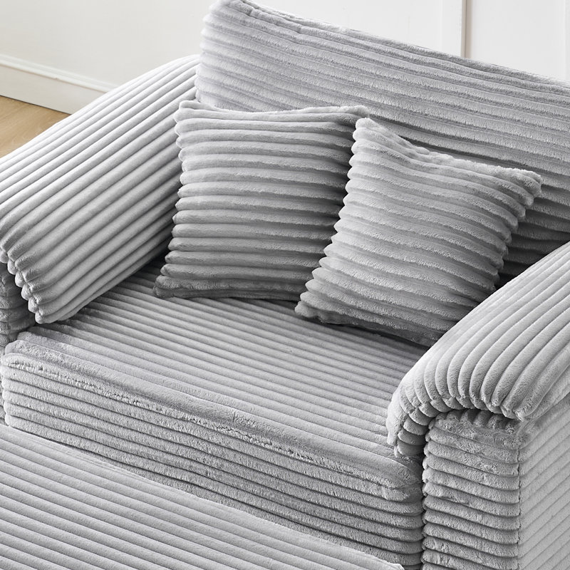 47" Single Oversize Upholstered Sofa Single Deep Seating Chair With Storage Ottoman Suitable For Living Room, Bedroom, Lounge