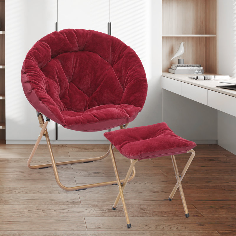 Fauteuil d'appoint pour chaise longue Amey, Fausse fourrure rouge bourgogne, Oui, Bronze