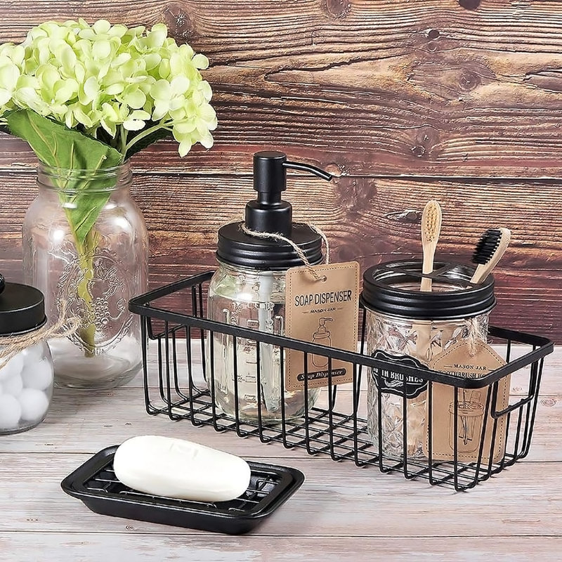 Ensemble de 2 paniers de rangement en métal pour petite ferme, Noir