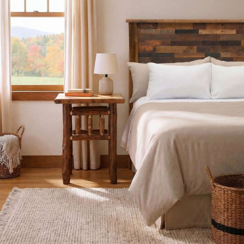 Table de chevet Fireside Lodge Hickory, Noyer traditionnel