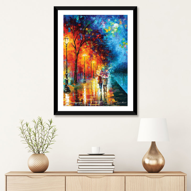 «Love by the Lake» par Leonid Afremov - reproduction de photo, H 32 po x l 24 po x P 1 po, Papier encadré noir