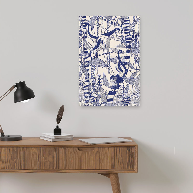 «Lived Jungle Monkeys», impression d'art mural de paysage de singe abstrait, 18" H x 12" W