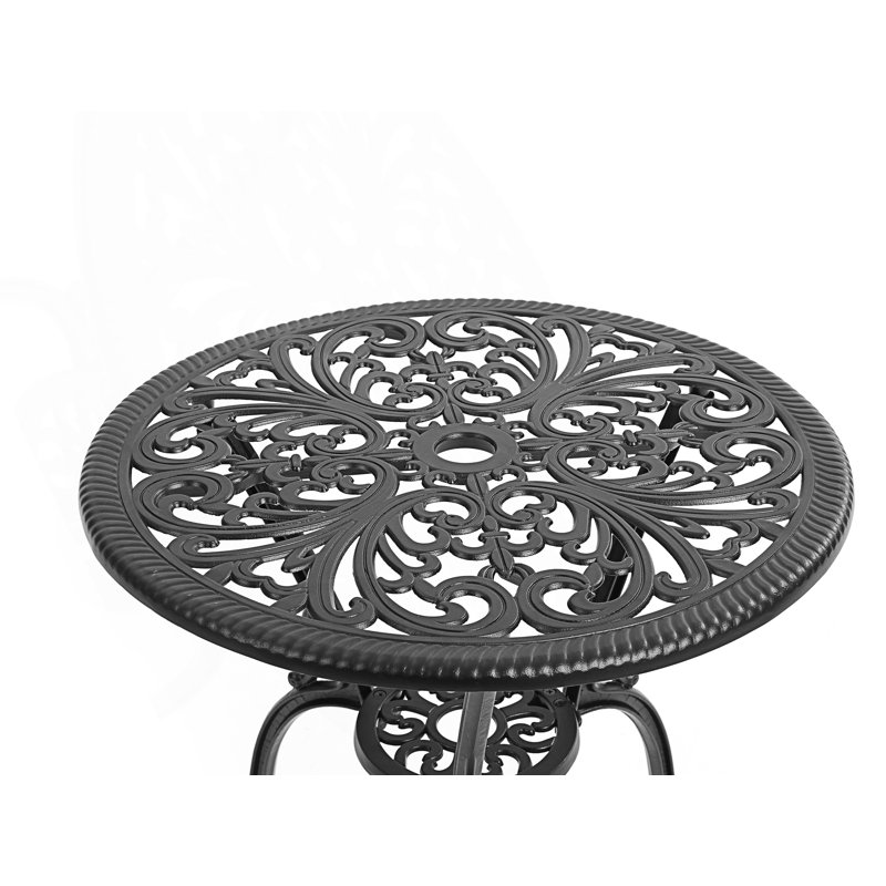 3-Piece Outdoor Rust-Resistant Cast Aluminum Patio Bistro Set, Black