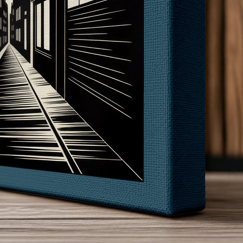 Urban Geometry Industrial - Wrapped Canvas, 24x16 - 61.0 x 40.6 cm, Teal Border