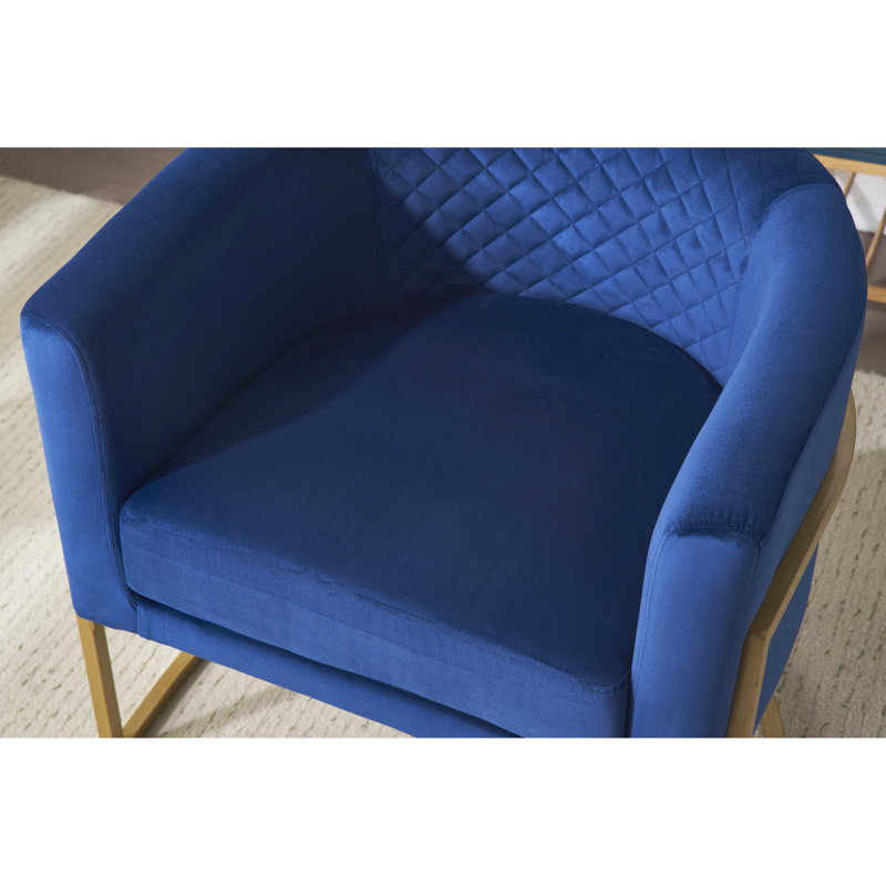 Élégante chaise rembourrée en velours bleu pour le salon, chambre à coucher contemporaine de bureau, - Glamour