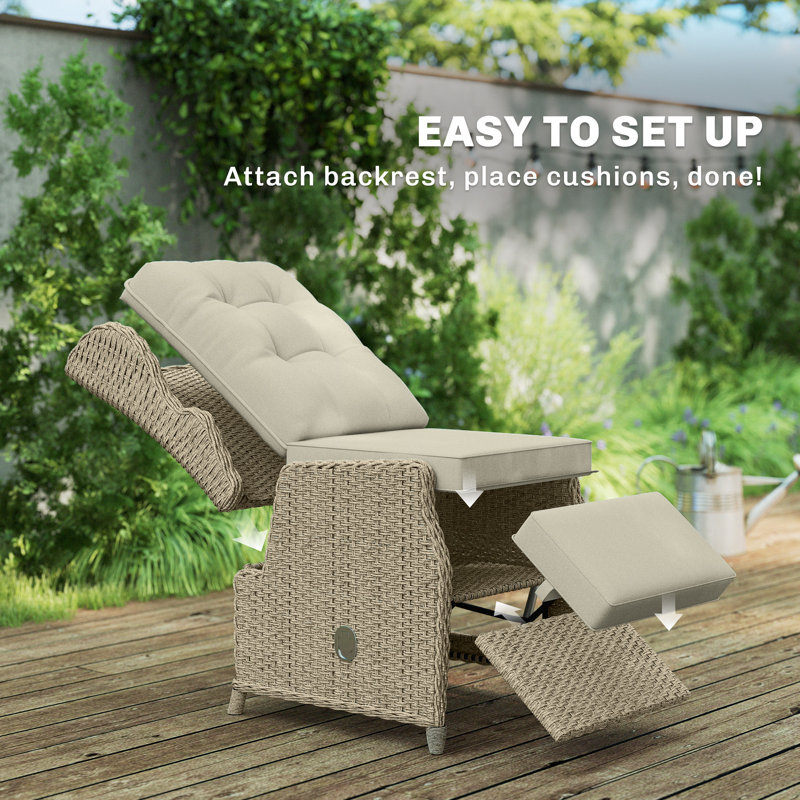 Outdoor Lounge Chair, Beige, Khaki