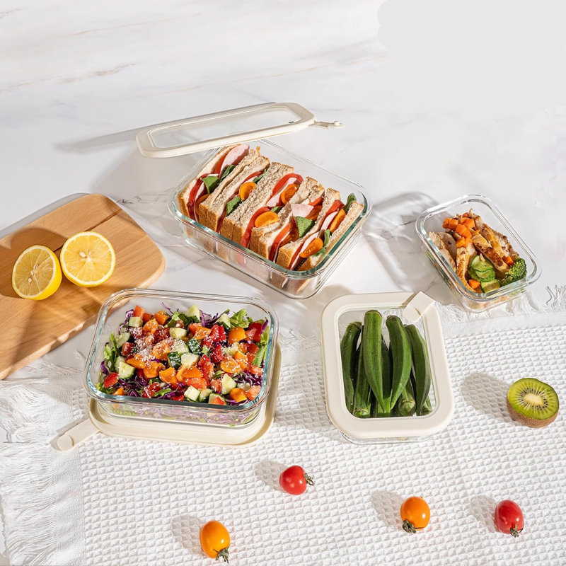 Contenants en verre pour aliments avec couvercles en verre, paquet de 4