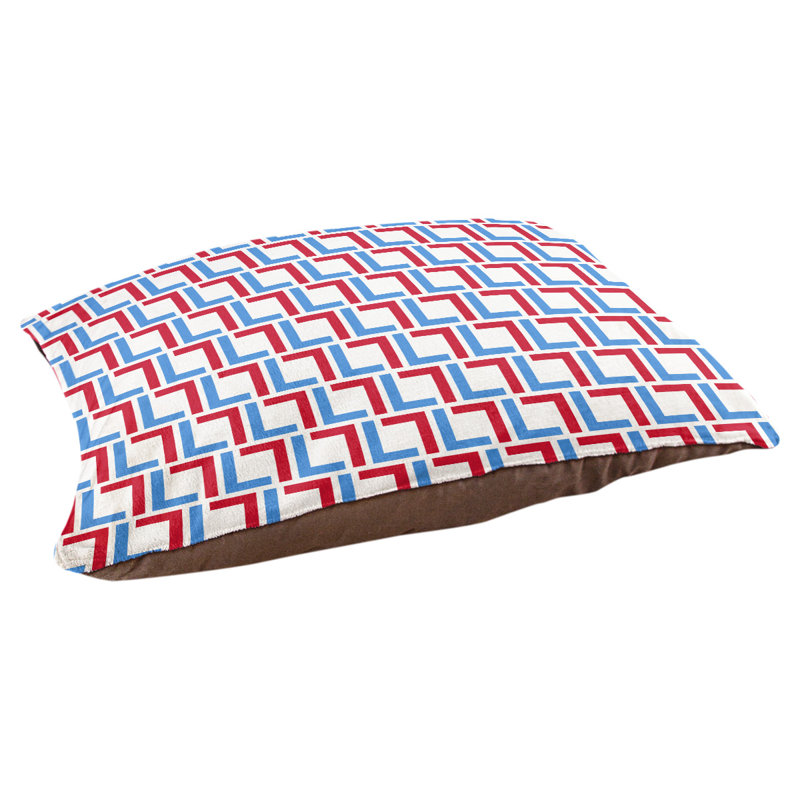 Coussin pour chien Brossard, Petit (l 28 po x P 18 po x H 4 po), Blanc / bleu clair / rouge