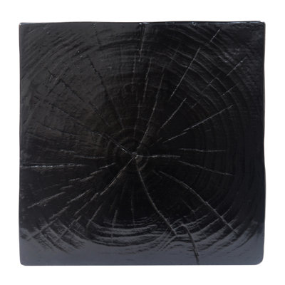 Black Wood-Look End Table, 14.01" Wide, For Drinks, Indoor Outdoor Decor Color, 18" High, Wood-Like Finish, Mixable With Same-Style Items