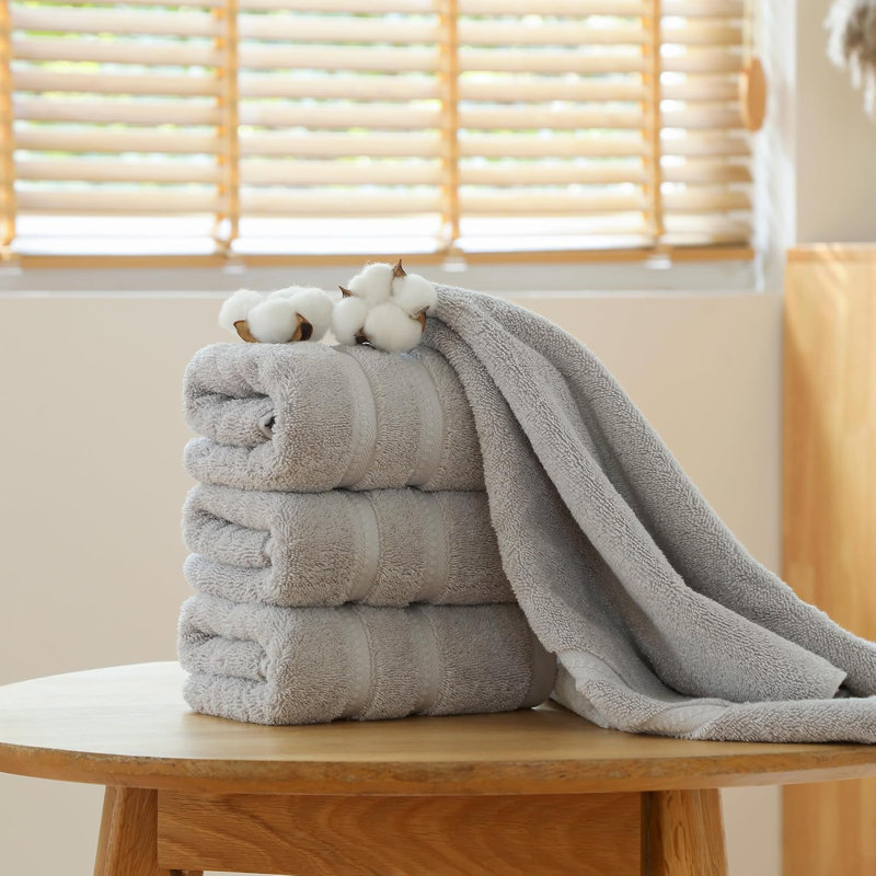 4 Pcs Premium Hand Towels 16"X28", 600 GSM 100% Ring Spun Cotton, Light Gray