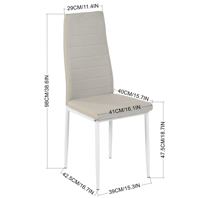 Akir 47.5 cm H Upholstered Fabric Dining Chair, Beige, White